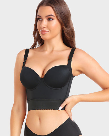 Women's Longline Push-Up Bra Built-In Shapewear