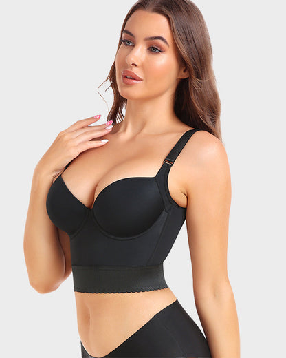 Women's Longline Push-Up Bra Built-In Shapewear