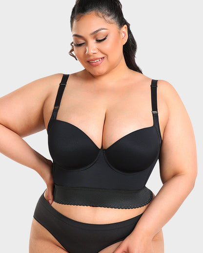 Women's Longline Push-Up Bra Built-In Shapewear