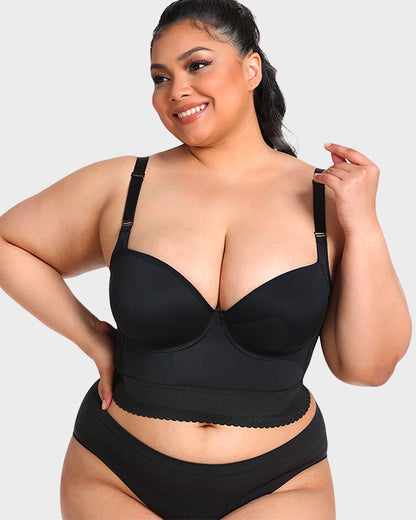 Women's Longline Push-Up Bra Built-In Shapewear