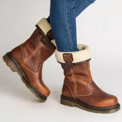 Men's Leather Ankle Boots Pull-On Brown - Fashinoza