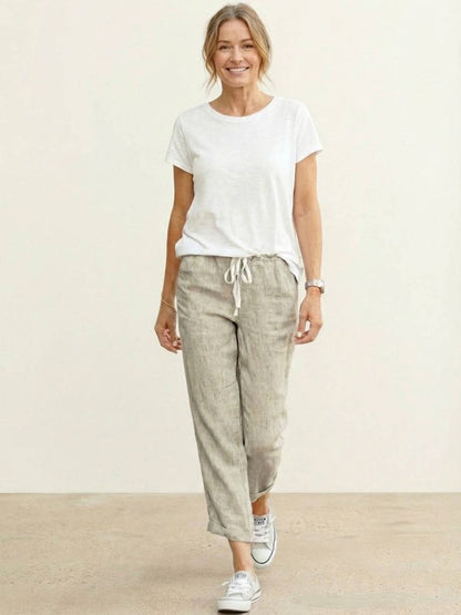Women's Straight Leg Drawstring Pants Casual Cotton