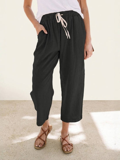 Women's Straight Leg Drawstring Pants Casual Cotton