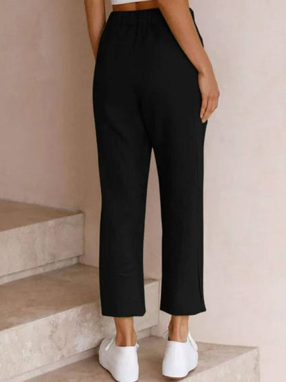 Women's Straight Leg Drawstring Pants Casual Cotton