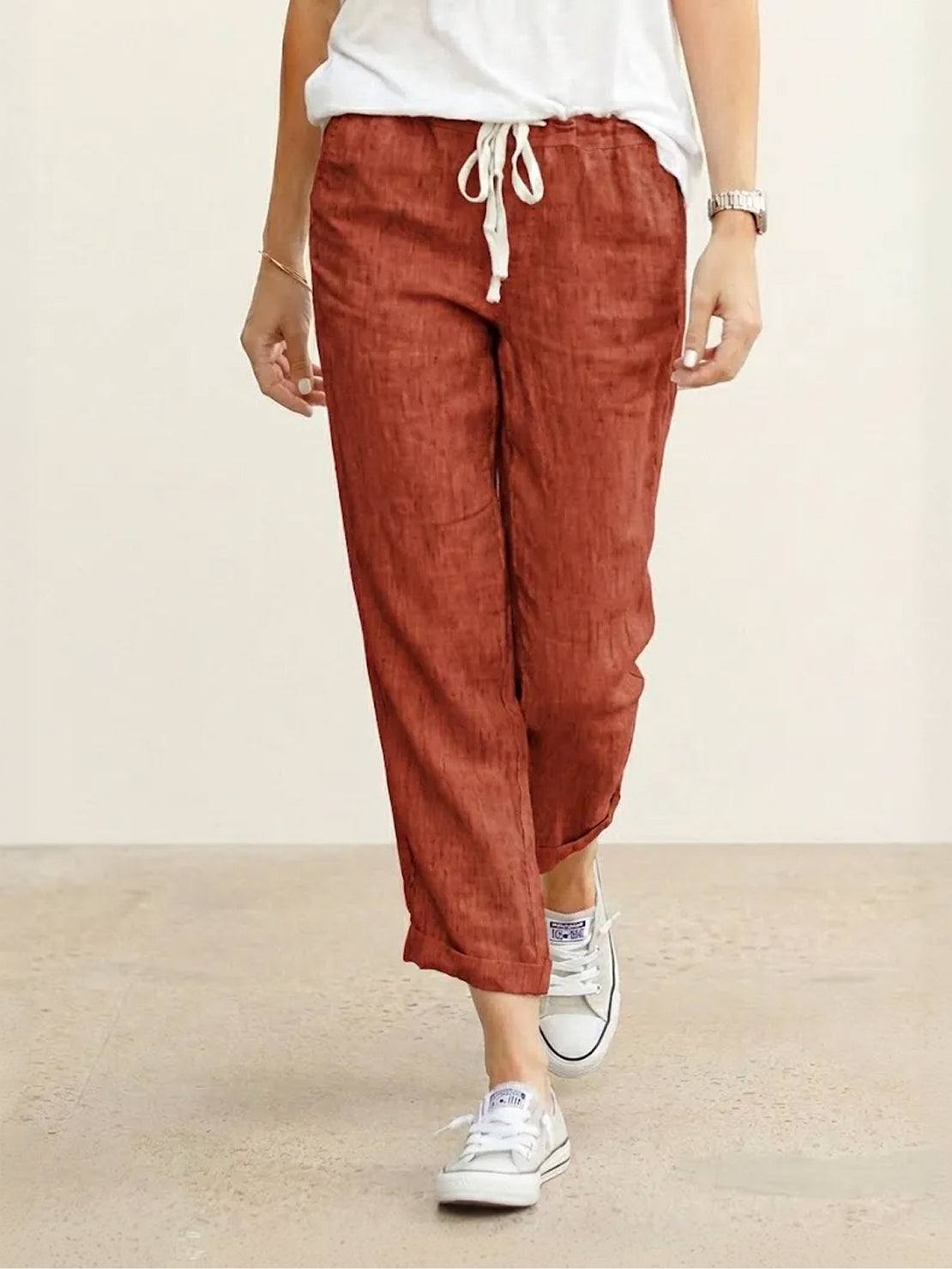Women's Straight Leg Drawstring Pants Casual Cotton