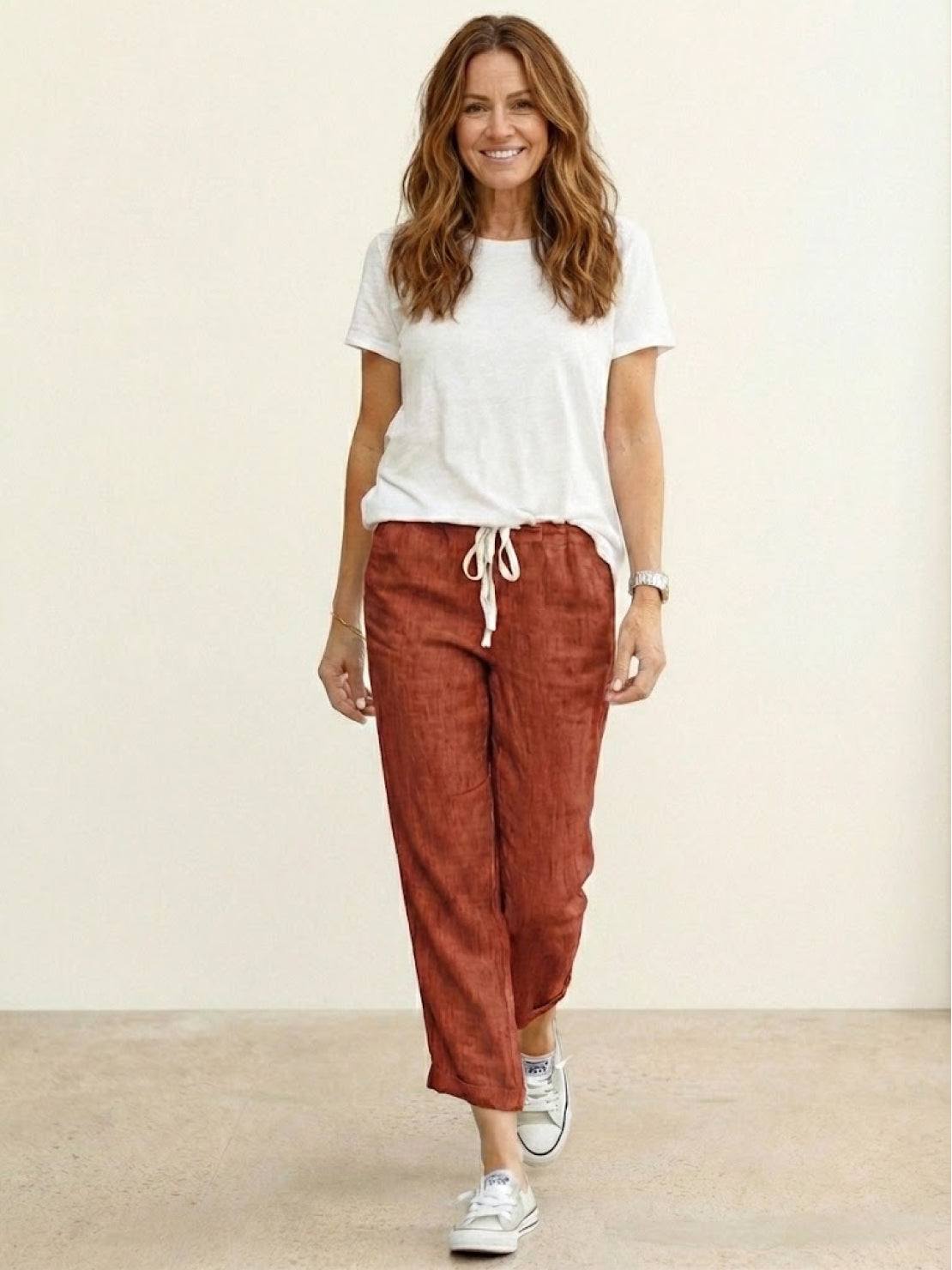 Women's Straight Leg Drawstring Pants Casual Cotton