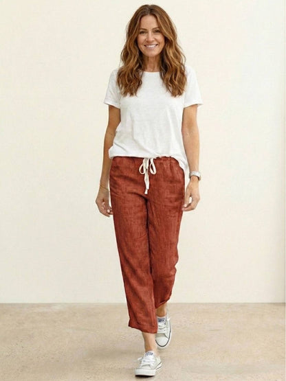 Women's Straight Leg Drawstring Pants Casual Cotton