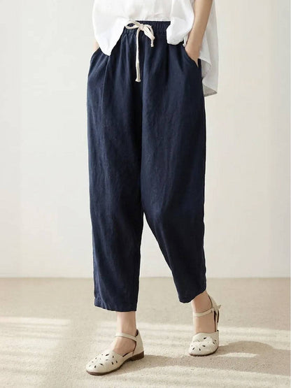 Women's Straight Leg Drawstring Pants Casual Cotton