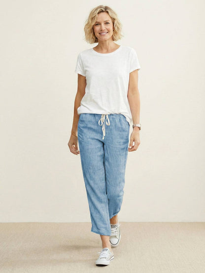Women's Straight Leg Drawstring Pants Casual Cotton