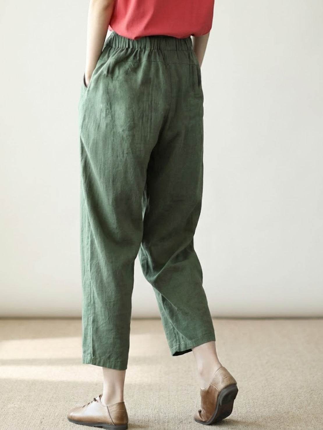 Women's Straight Leg Drawstring Pants Casual Cotton