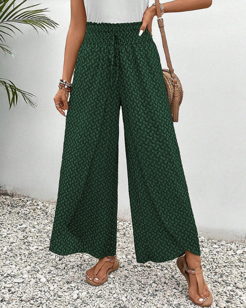 Image of Brenda | Women's High-Waisted Printed Wide Leg Trousers
