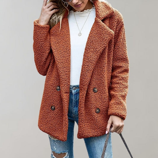 Women's Relaxed Fit Double Breasted Jacket - Fashinoza