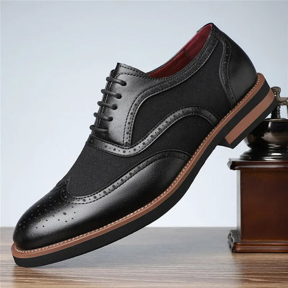 Men's Wingtip Oxford Leather Shoes - Fashinoza