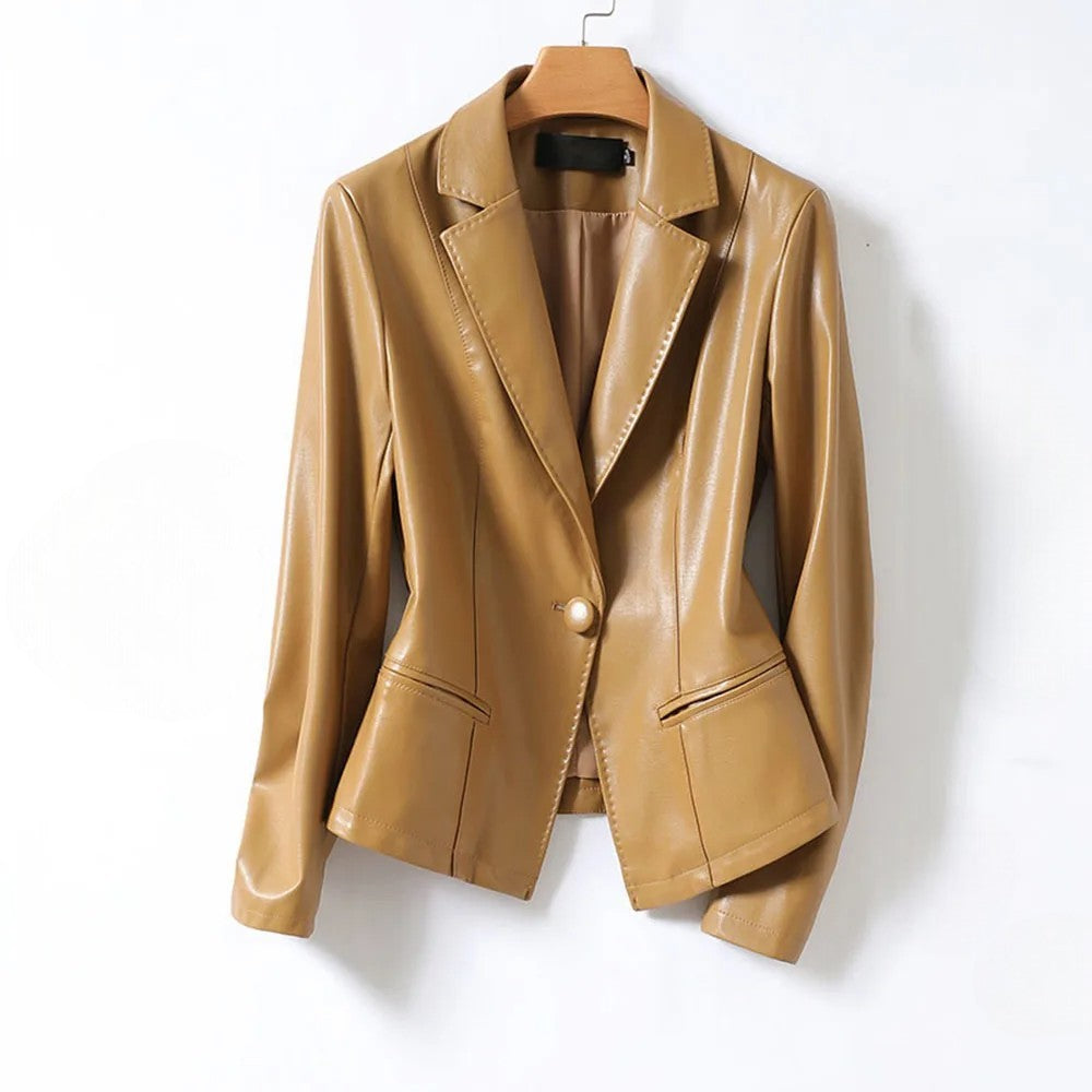 Vera Women's Leather Blazer Lambskin - 
Fashinoza