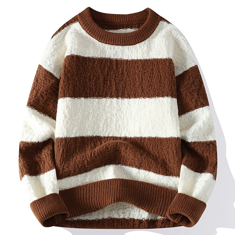 Men's Stripe Crew Neck Sweater - 
Fashinoza