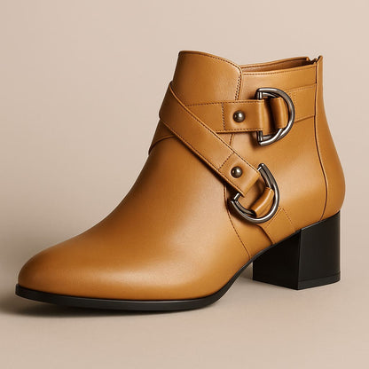 Women's Buckle Strap Block Heel Ankle Orthopedic Boots