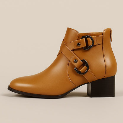 Women's Buckle Strap Block Heel Ankle Orthopedic Boots