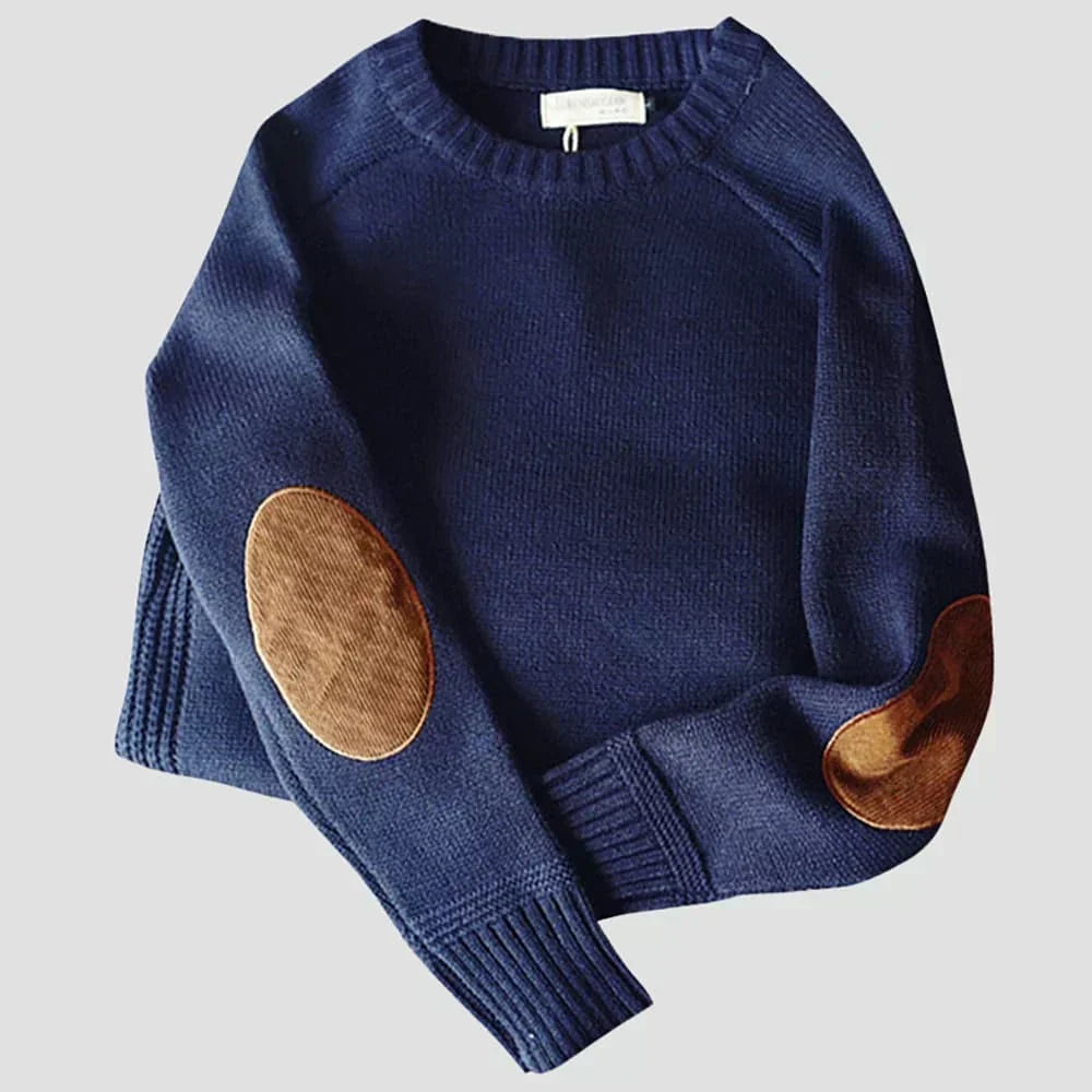 Ryan | Men Spring Elbow Patch Crewneck Sweater