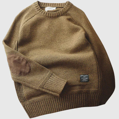 Ryan | Men Spring Elbow Patch Crewneck Sweater