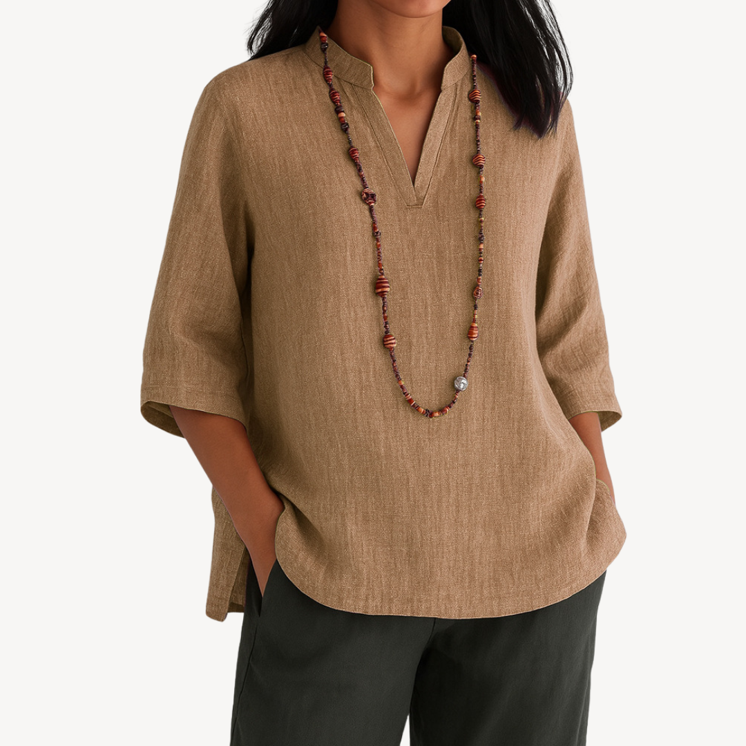 Grace | Women Spring Linen V Neck Blouse Top