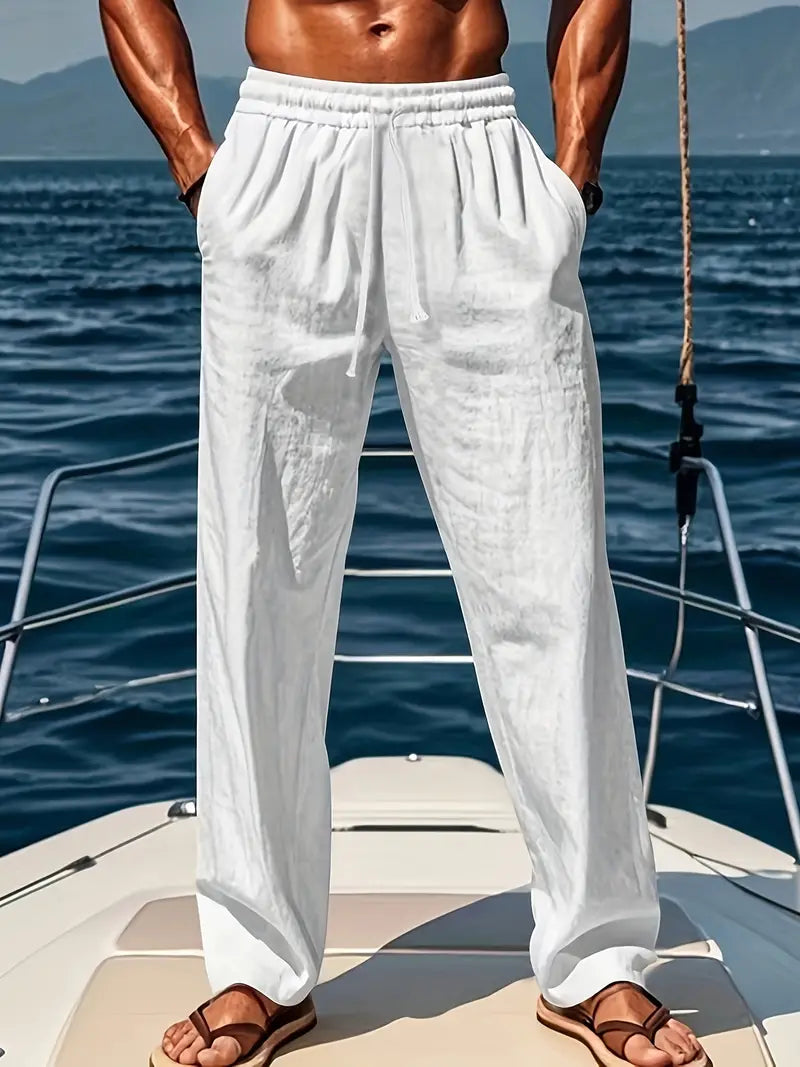 Men's Drawstring Pants Loose Fit Cotton - Fashinoza