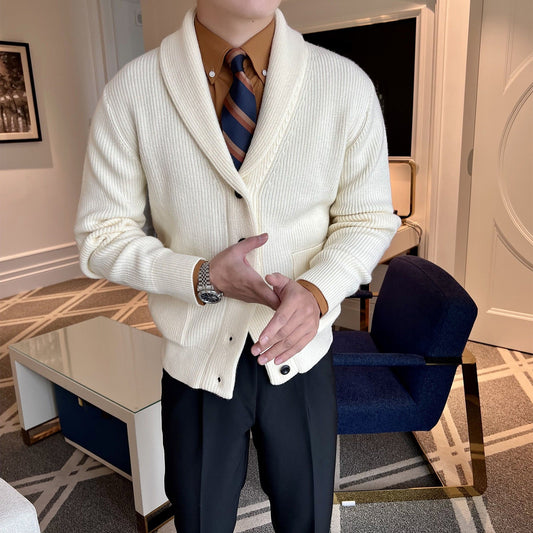Men's Shawl Collar Cardigan Sweater - Fashinoza