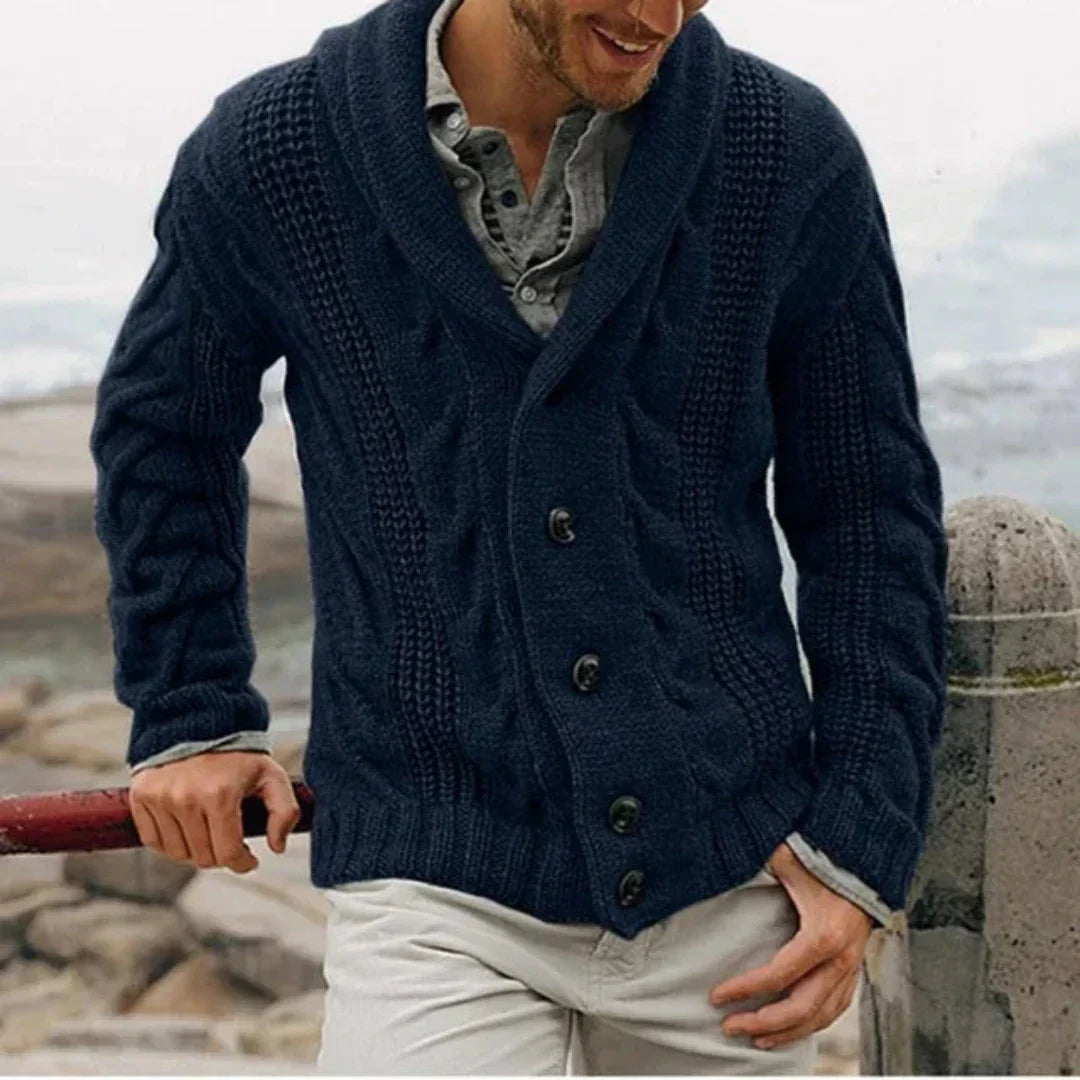 Men's Knit Shawl Cardigan Sweater - Fashinoza