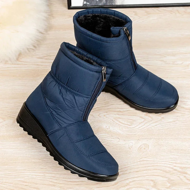 Women's Ankle Boots Leather Side Strap Winter Brown