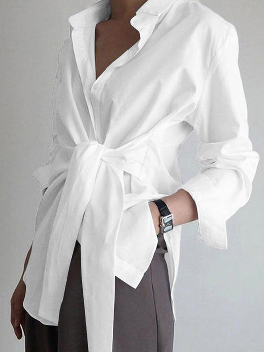 Women's Long Sleeve Button Down Shirt Cotton - Fashinoza