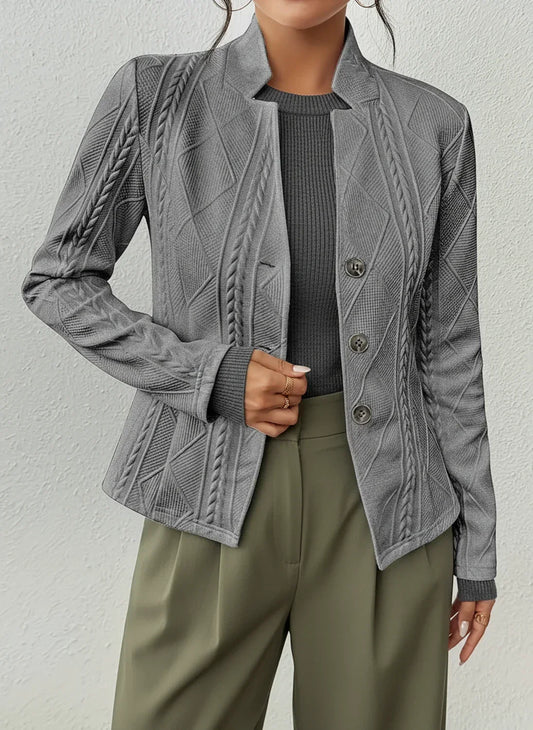 Women's Fitted Button Front Jacket - Fashinoza