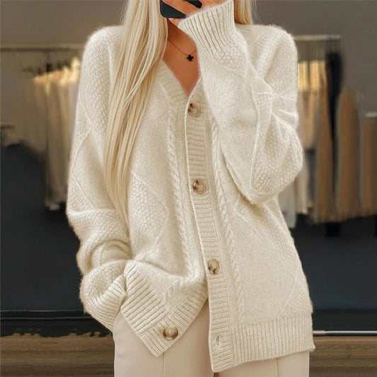 Women's Knit Cardigan Button Front - Fashinoza