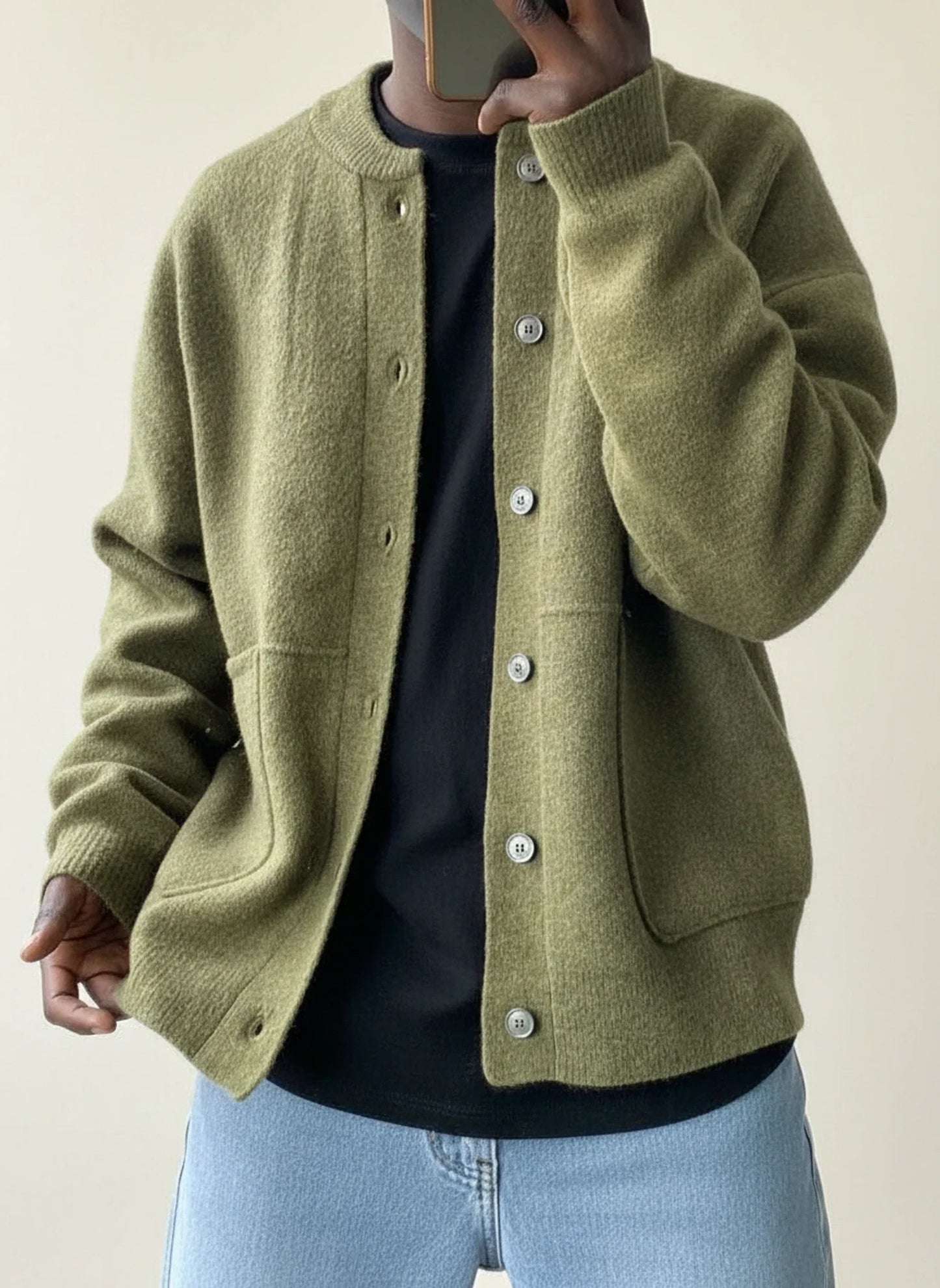 Men's Button Front Sweater Jacket - Fashinoza