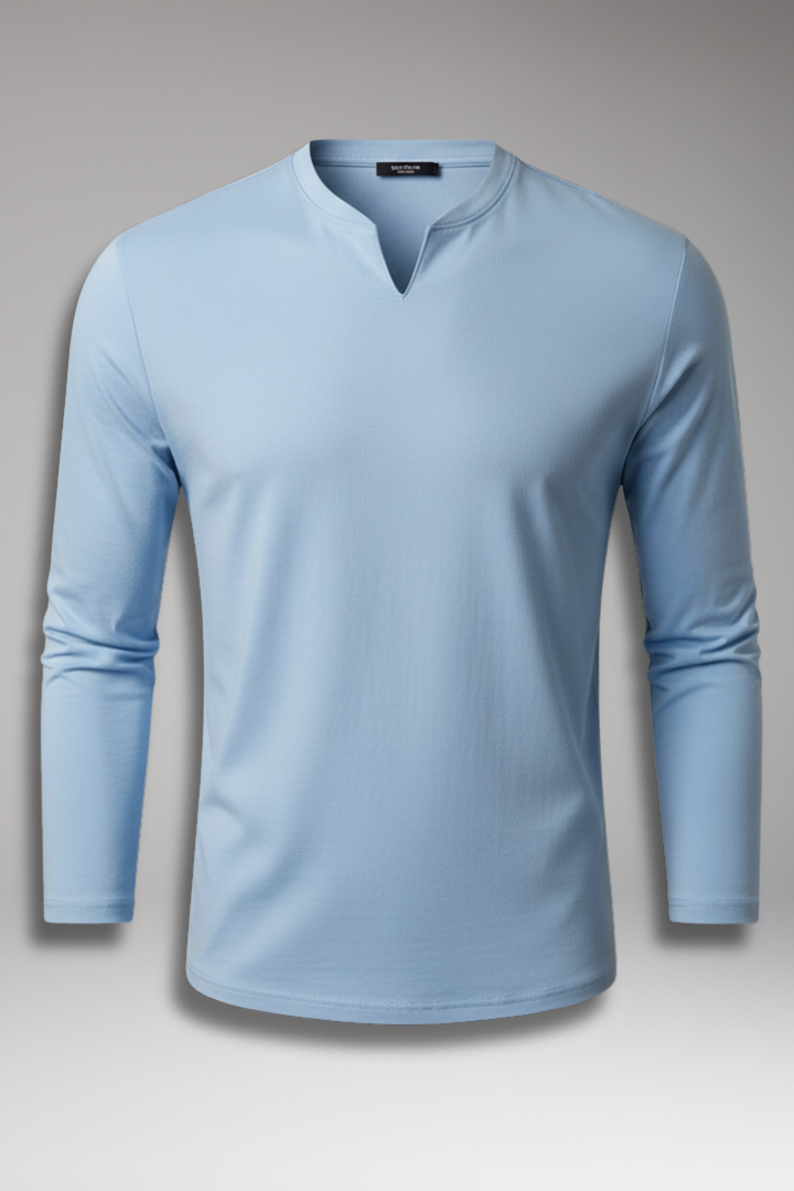 Men's V-Neck Buttonless Shirt - 
Fashinoza