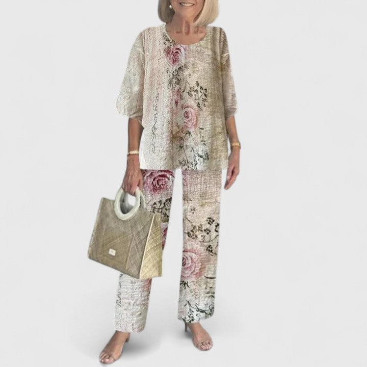 Women's Floral Print And Pants Set