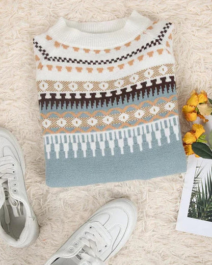 Women's Long Sleeved Printed Sweater