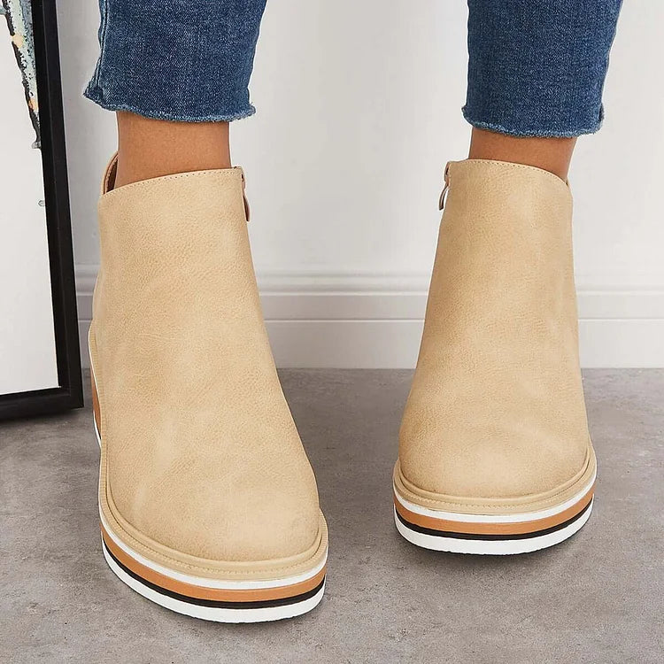 Women's Side Zip Wedge Boots