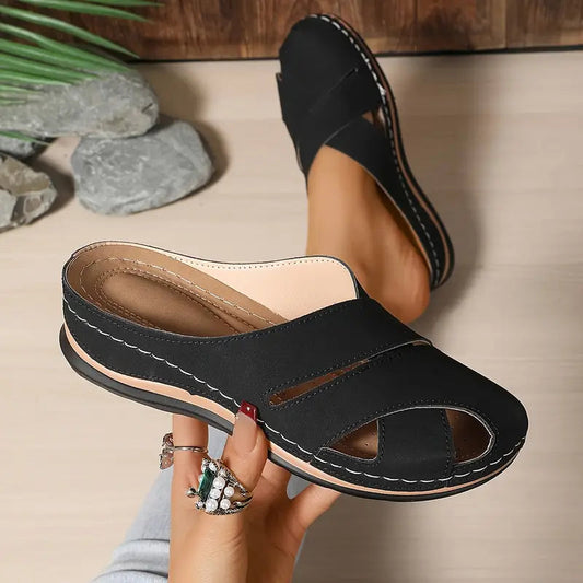 Women's Sandals Leather Brown - Fashinoza