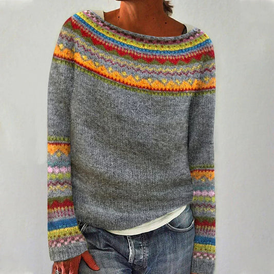 Women's Nordic Print Sweater - Fashinoza