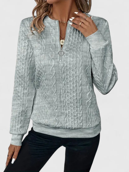 Women's Cable Knit Sweater Front Zip