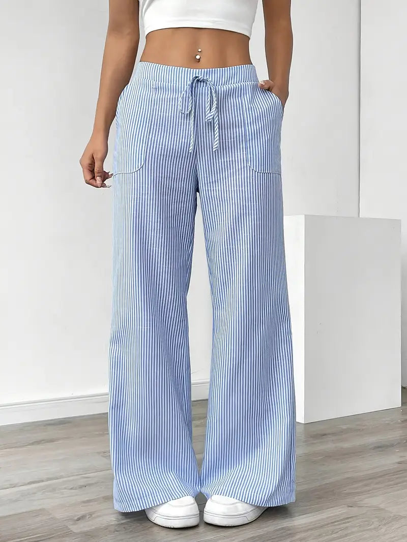 Relaxed Wide-Leg Stripe Trousers