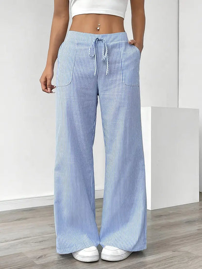 Relaxed Wide-Leg Stripe Trousers