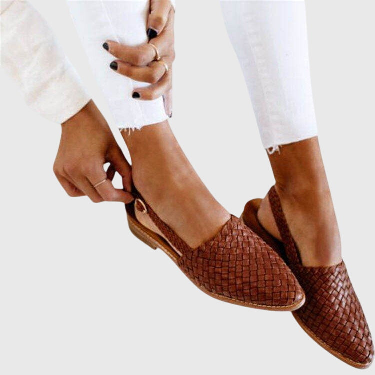 Evelyn | Womens Woven Slip On Flat Shoes