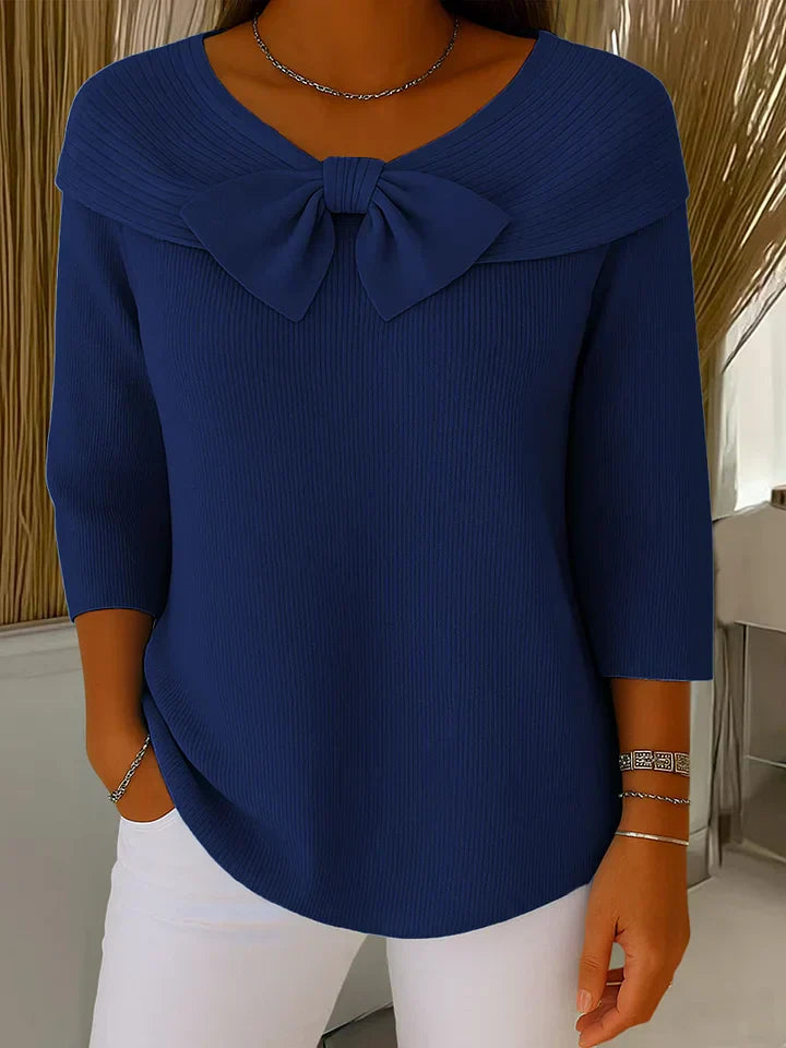 Women's Round Neck Sweater with Bow Detail