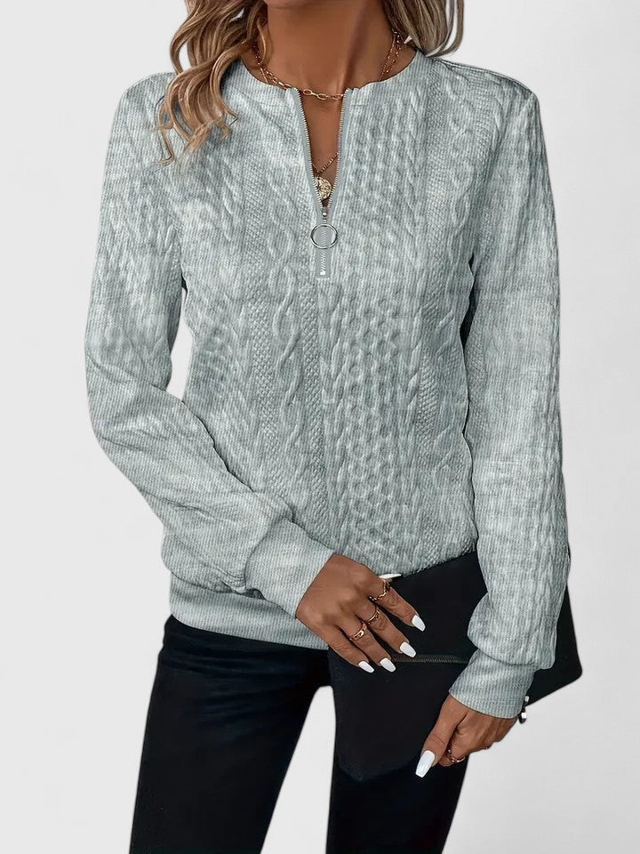 Women's Cable Knit Sweater Front Zip