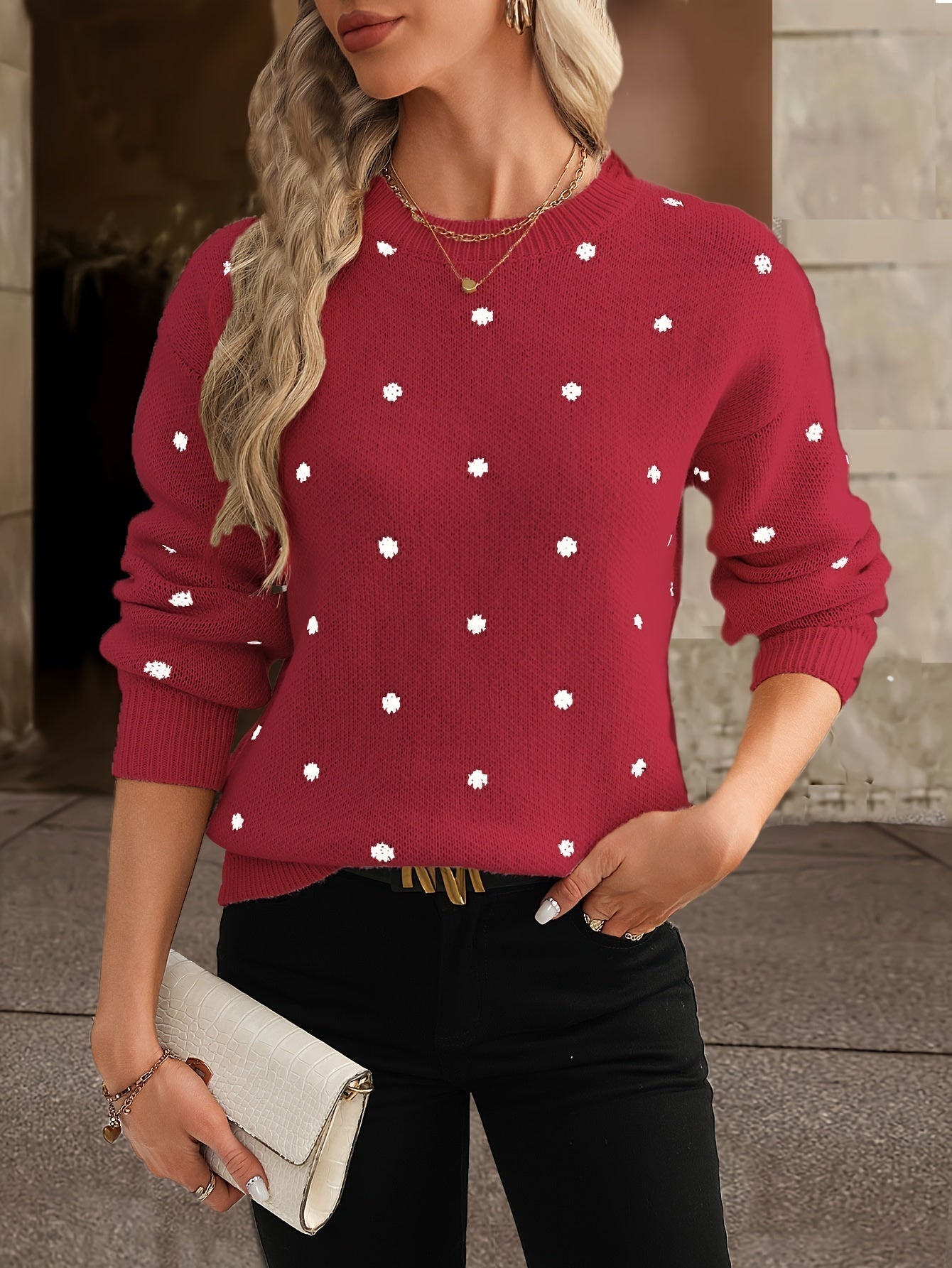 Women's Polka Dot Sweater Casual