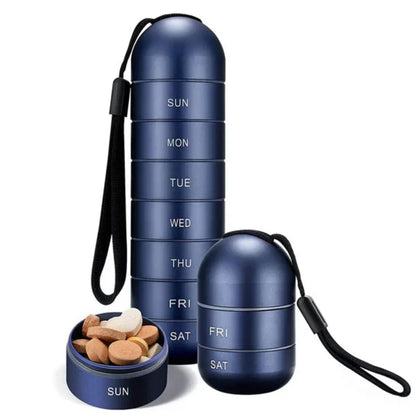 Aluminum Portable Pill Box 7 Day Organizer - Fashinoza