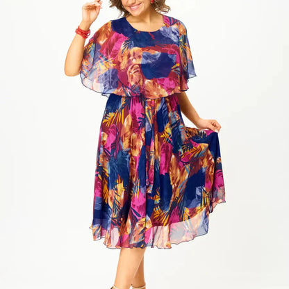Women's Chiffon Flowy Draped Tummy Control Dress