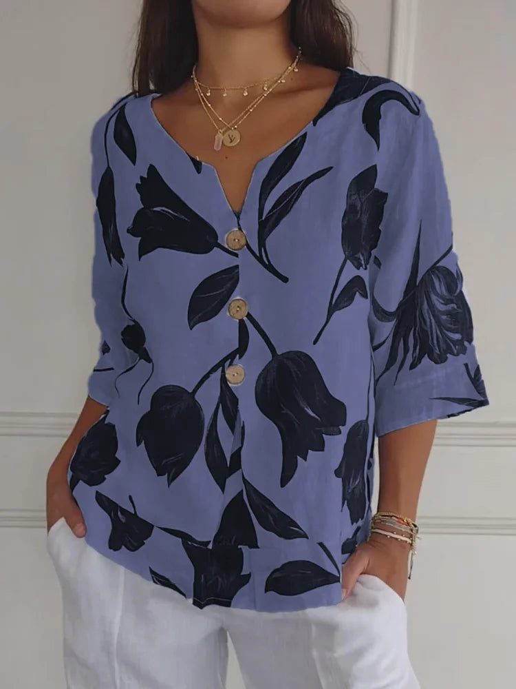 Women's Floral Button Up Blouse