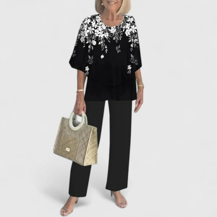 Women's Floral Print And Pants Set