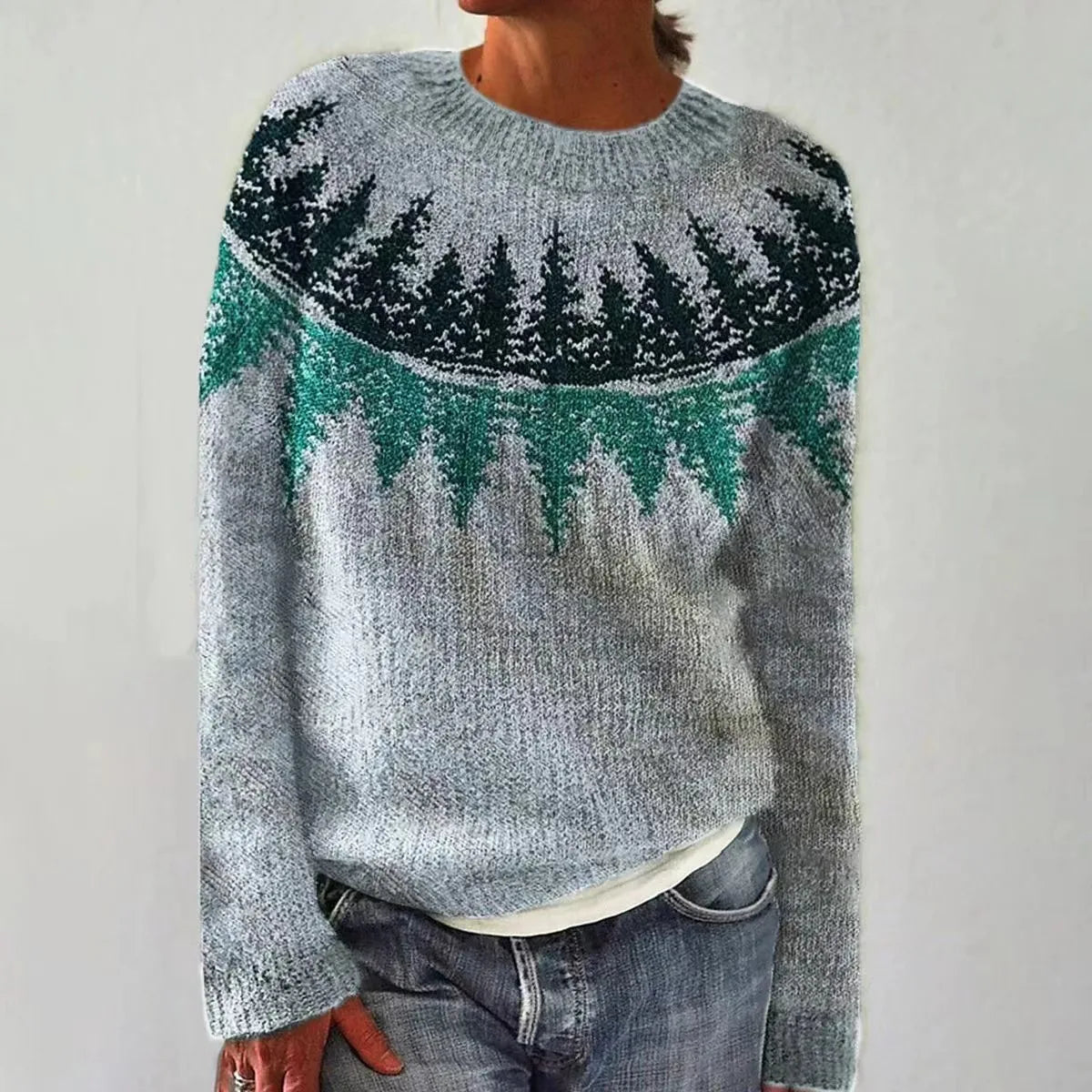Women's Long Sleeve Sweater Wide Neckline